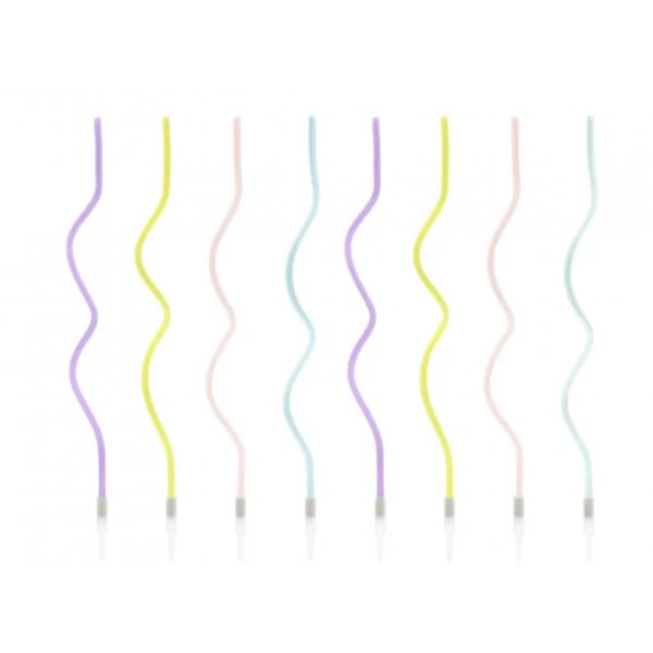 Kuchenkerzen - Swirl - Pastellmischung - 8er-Pack