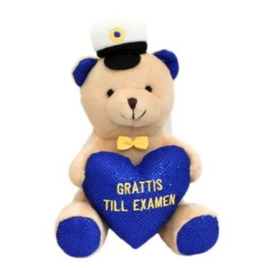 Sch�lertier - Teddyb�r - Blaues Herz - "Herzlichen Gl�ckwunsch zum Studienabschluss"