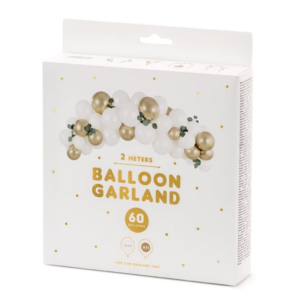 Ballonbogen - 2 m - Weiß/Gold Ballonbogen - 2 m - Weiß/Gold