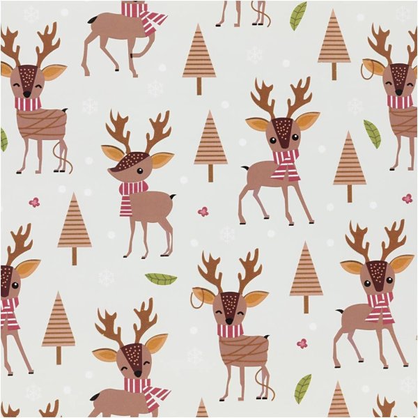 Geschenkpapier - Niedliches Winterhirschmotiv - 0,5 x 5 m