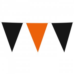 Girlande - Große Wimpel - Schwarz/Orange - 10 m Girlande - Große Wimpel - Schwarz/Orange - 10 m