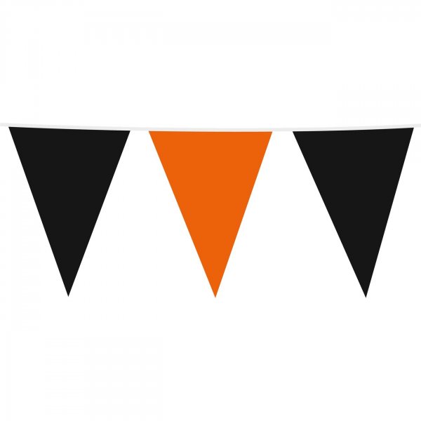 Girlande - Gro�e Wimpel - Schwarz/Orange - 10 m