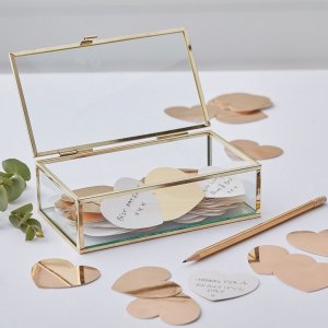 Glasbox mit Herzen - Goldhochzeit Glasbox mit Herzen - Goldhochzeit