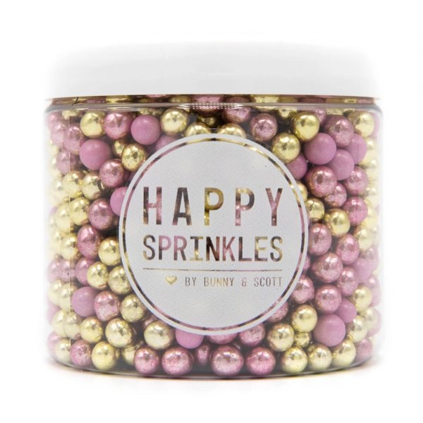 Schokoladenperlen/Schokodrag�es - Rosa/Gold - Happy Sprinkles - 80g