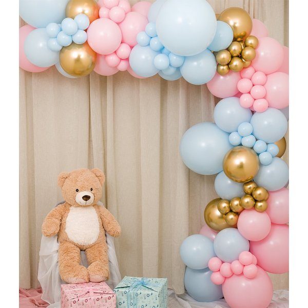 Ballonbogen - 5 m - Blau/Rosa/Gold