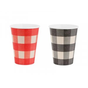 Pappbecher - Kariert - 6er-Packung