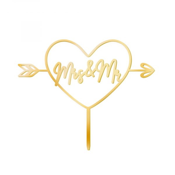 Tortenaufsatz - Mr & Mrs - Herz - Gold