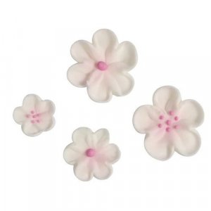 Zuckerdekorationen - Gemischte Blumen - Rosa/Weiß - 36 Stk Zuckerdekorationen - Gemischte Blumen - Rosa/Weiß - 36 Stk
