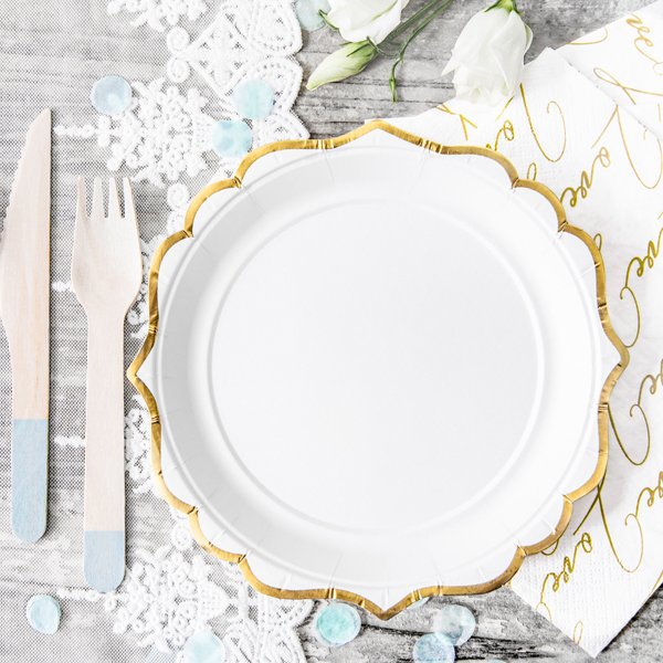 Dessertteller - Weiß mit Goldrand - 6er-Pack Dessertteller - Weiß mit Goldrand - 6er-Pack