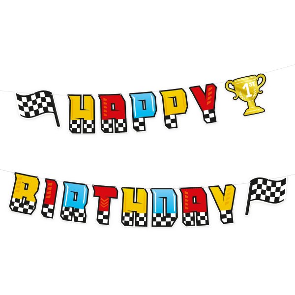 Banner - Alles Gute zum Geburtstag - Rennsport - 220 cm
