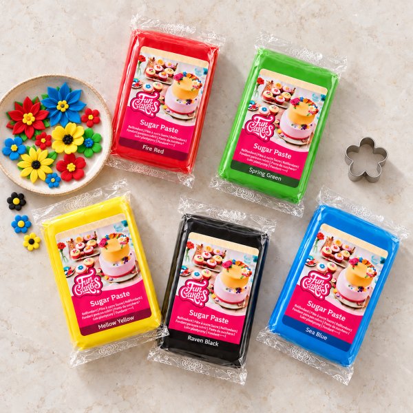 Zuckerpaste - Packung - Grundfarben - 5 x 250 g - FunCakes Zuckerpaste - Packung - Grundfarben - 5 x 250 g - FunCakes