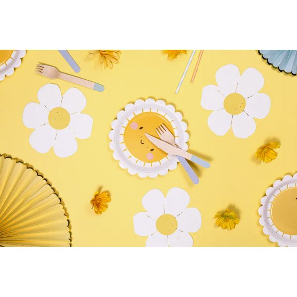 Servietten - Blume - Wei/Gelb - 12er-Pack