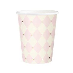 Pappbecher - Kariert - Rosa/Gold - 6er-Pack Pappbecher - Kariert - Rosa/Gold - 6er-Pack