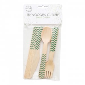 Holzbesteck - Dunkelgrün - 18er-Packung Holzbesteck - Dunkelgrün - 18er-Packung