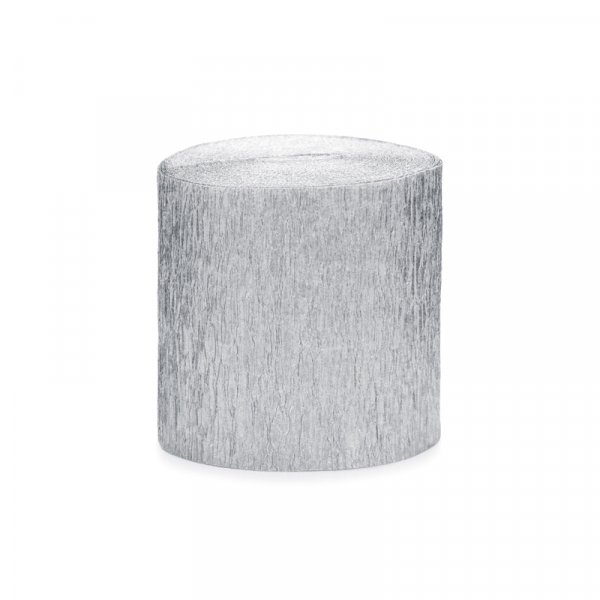 Krepp-Luftschlangen - Silber - 4er-Pack
