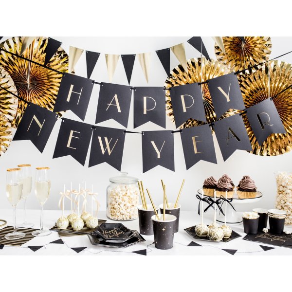 Dessertteller - Sparkle - Schwarz/Gold - 6er-Pack