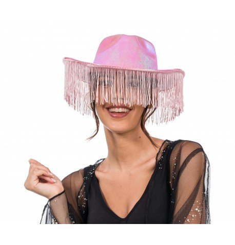 Rosa schimmernder Cowboyhut mit Fransen Rosa schimmernder Cowboyhut mit Fransen