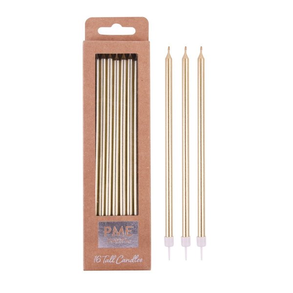 Extra lange Tortenkerzen - 18 cm - Gold - 16 Stück Extra lange Tortenkerzen - 18 cm - Gold - 16 Stück