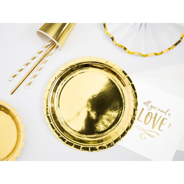Pappteller - Metallic - Gold - 6er-Pack