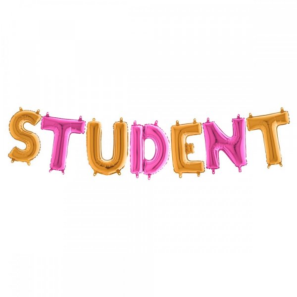 Buchstabenballons - Student - Rosa/Gold