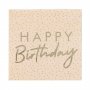 Servietten - Happy Birthday - Pfirsich & Gold - 16er-Pack