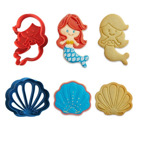 Gepr�gte Ausstechformen - Meerjungfrau & Muschel - Decora - 2er-Pack