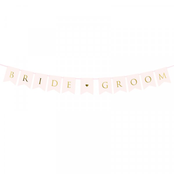Wimpel - Braut Brutigam - Hellrosa/Gold