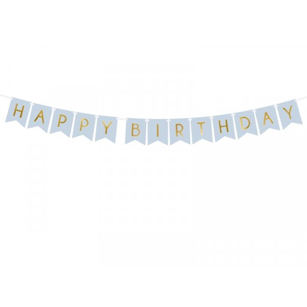 Girlande - \\\"Happy Birthday\\\" - Hellblau - 1,75 m