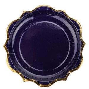 Pappteller - Marineblau mit Goldrand - 8er-Packung Pappteller - Marineblau mit Goldrand - 8er-Packung
