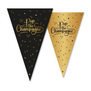 Flaggengirlande - Champagner knallen lassen - Schwarz - 20 x 30 cm Flaggen - 10 m Flaggengirlande - Champagner knallen lassen - Schwarz - 20 x 30 cm Flaggen - 10 m