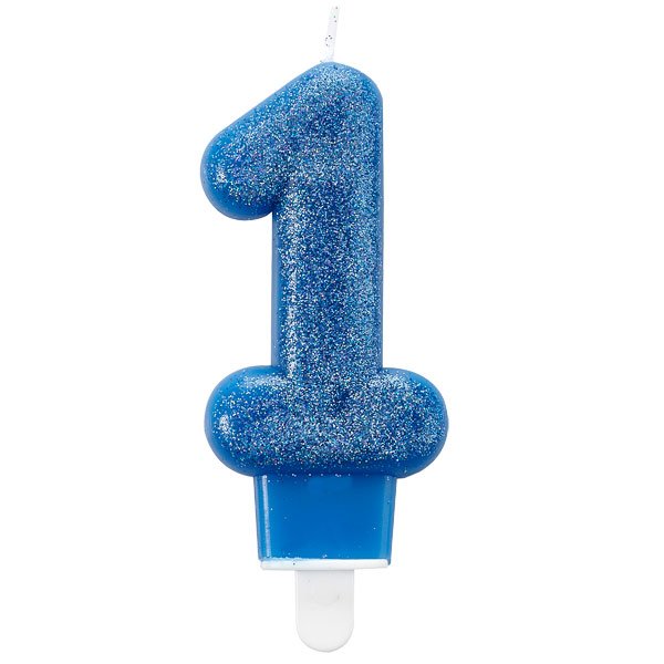 Kuchenkerze - 1. - Blauer Glitzer Kuchenkerze - 1. - Blauer Glitzer