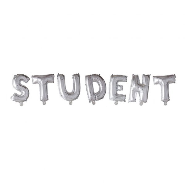 Buchstabenballons - Student - Silber - 40 cm
