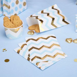 Bonbontüten - Chevron - Blau/Gold - 25 Stk Bonbontüten - Chevron - Blau/Gold - 25 Stk