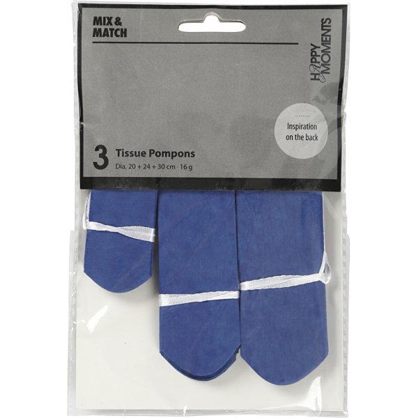 Papierpompons - dunkelblau - Durchm. 20+24+30 cm - 3 Stk