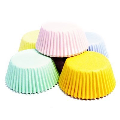 Muffinformen - Pastellmix - Gelb, Blau, Rosa - 60er-Packung - PME