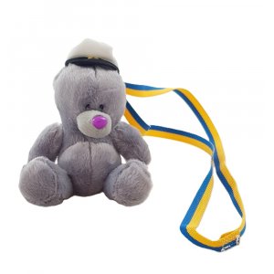 Sch�lertier - Teddyb�r - Grau - 15 cm