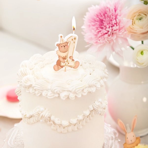 Kuchenkerze - 1. Geburtstag - Teddyb�r