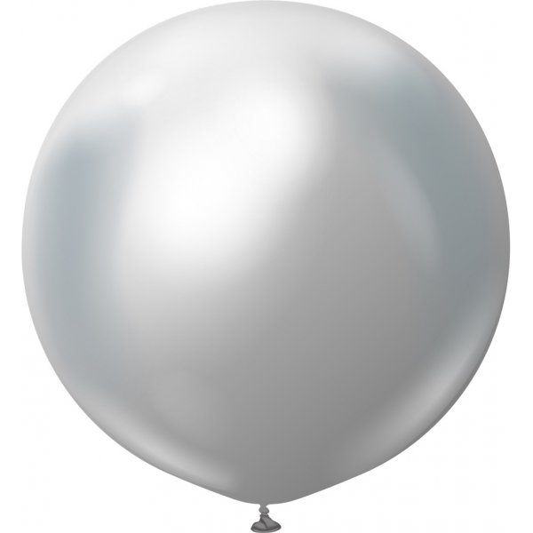 Luftballons einfarbig - Premium 90 cm - Silber Chrom - 2er-Pack