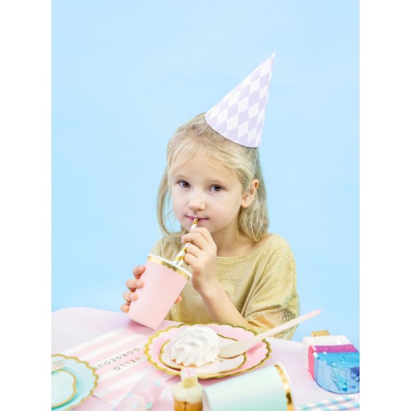 Pappbecher - Rosa - Goldrand - 6er-Pack