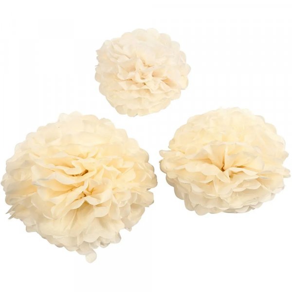Bommel - 3er-Pack - Elfenbein