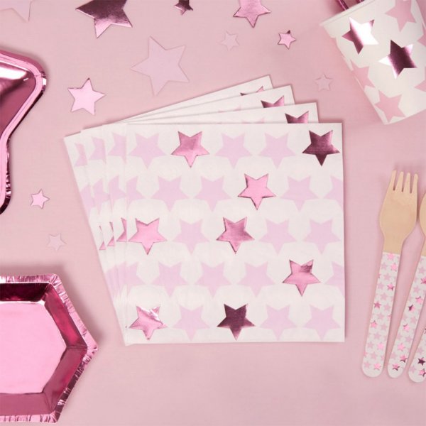 Servietten - Sterne - Rosa - 16er-Pack Servietten - Sterne - Rosa - 16er-Pack