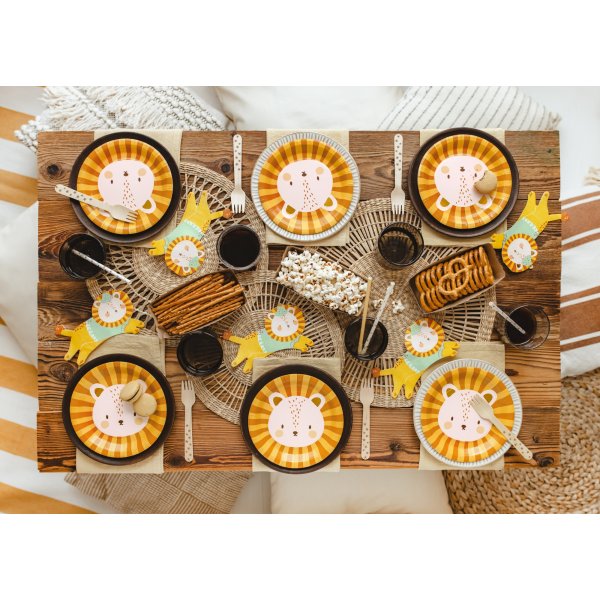 Servietten - Lwe mit Partyhut - 20er-Pack