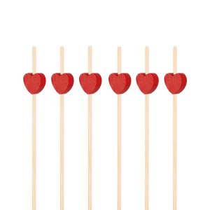 Snack- und Getr�nkesticks - Rote Herzen - 12 cm - 25 St�ck