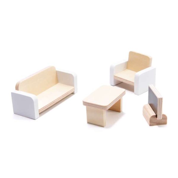 Puppenschrank aus MDF mit LED-Beleuchtung, 78 cm, weiß, inklusive 16 Möbelteilen - Bausatz Puppenschrank aus MDF mit LED-Beleuchtung, 78 cm, weiß, inklusive 16 Möbelteilen - Bausatz
