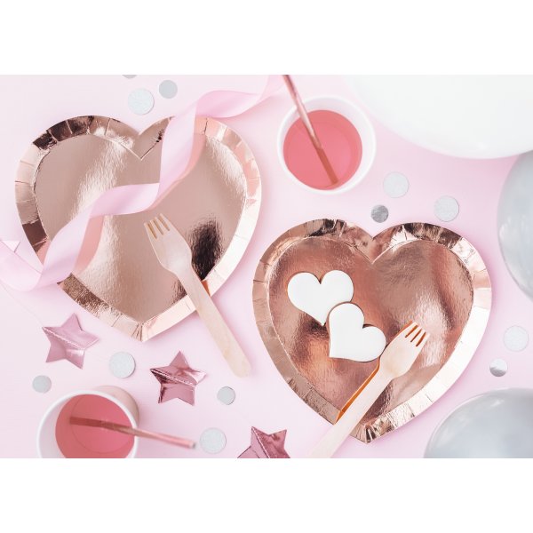Dessertteller - Herz - Rosgold - 6er-Pack