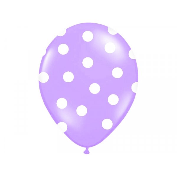 Luftballons - Hellviolett mit weien Punkten - 6er-Pack