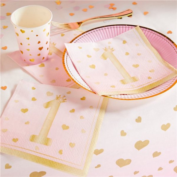 Servietten - 1. Geburtstag - Rosa/Gold - 20er-Pack Servietten - 1. Geburtstag - Rosa/Gold - 20er-Pack