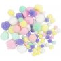 Pompons - Pastellfarben - Dia. 15-40 mm - 62 g