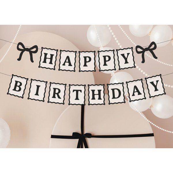 Geburtstagsbanner - Creme-Schwarz - 100 cm Geburtstagsbanner - Creme-Schwarz - 100 cm