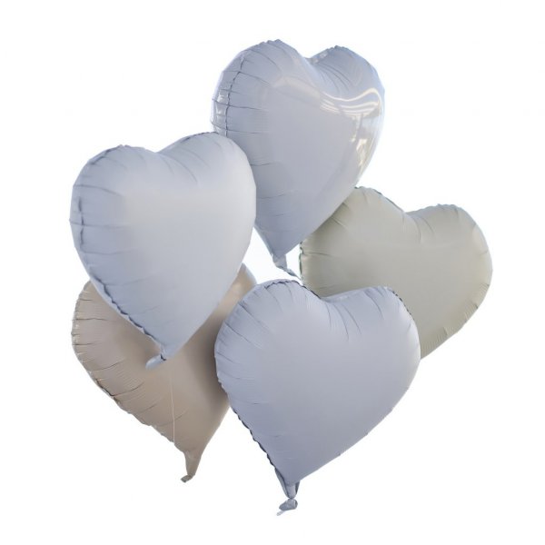 Ballonstrauß - Herzen - Grau/Taupe/Weiß/Creme Ballonstrauß - Herzen - Grau/Taupe/Weiß/Creme